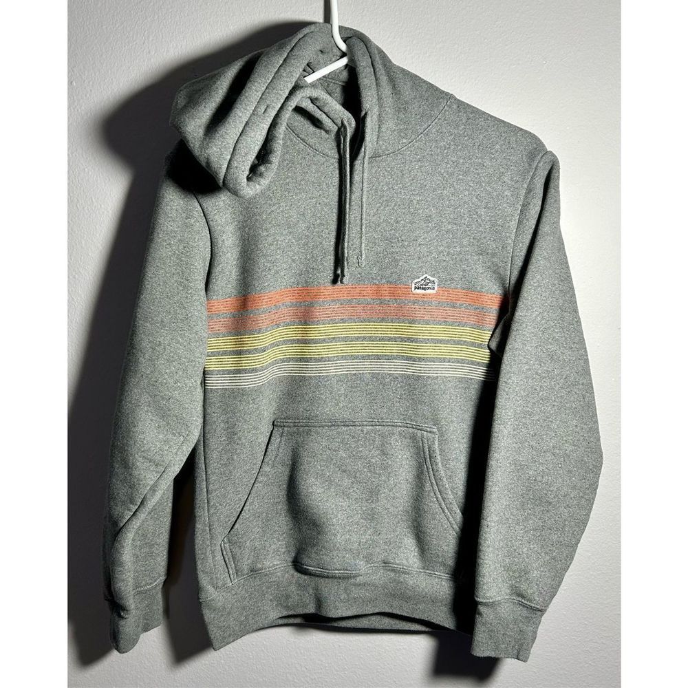 Patagonia Gray Hoodie with Striped Design